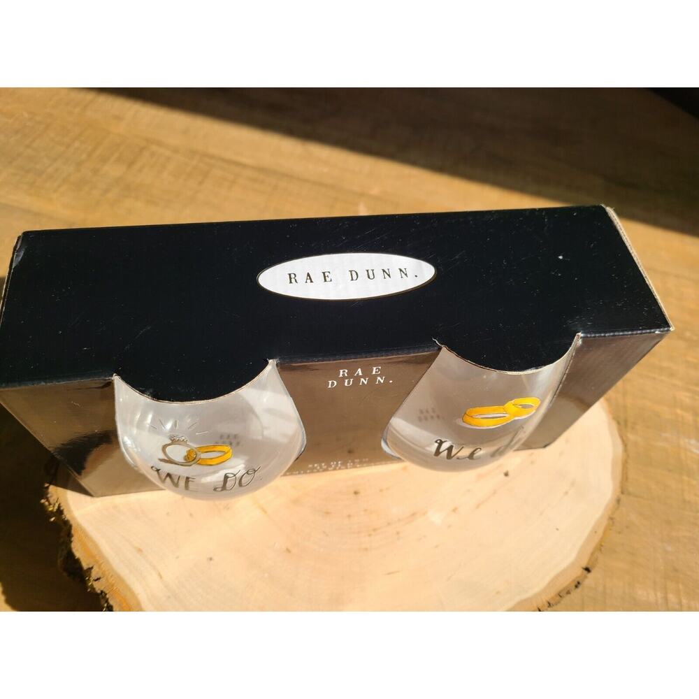 Rae Dunn Wedding glasses "We did"‎ "We do" Stemless Wine Glass Gift 19oz - Picture 2 of 4